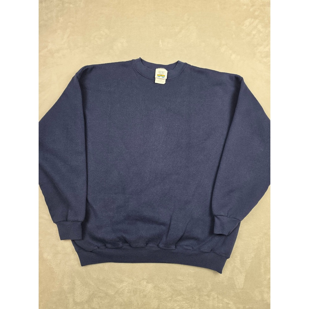 Vintage 20/20 Sport Sweatshirt Mens XL Blue Blank Crewneck USA Made Faded